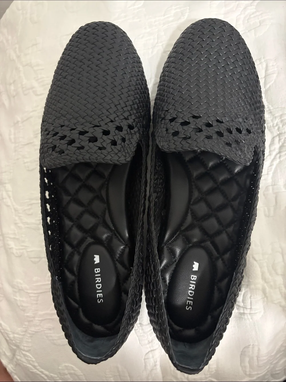 Birdies Black Woven Slip-On Loafers